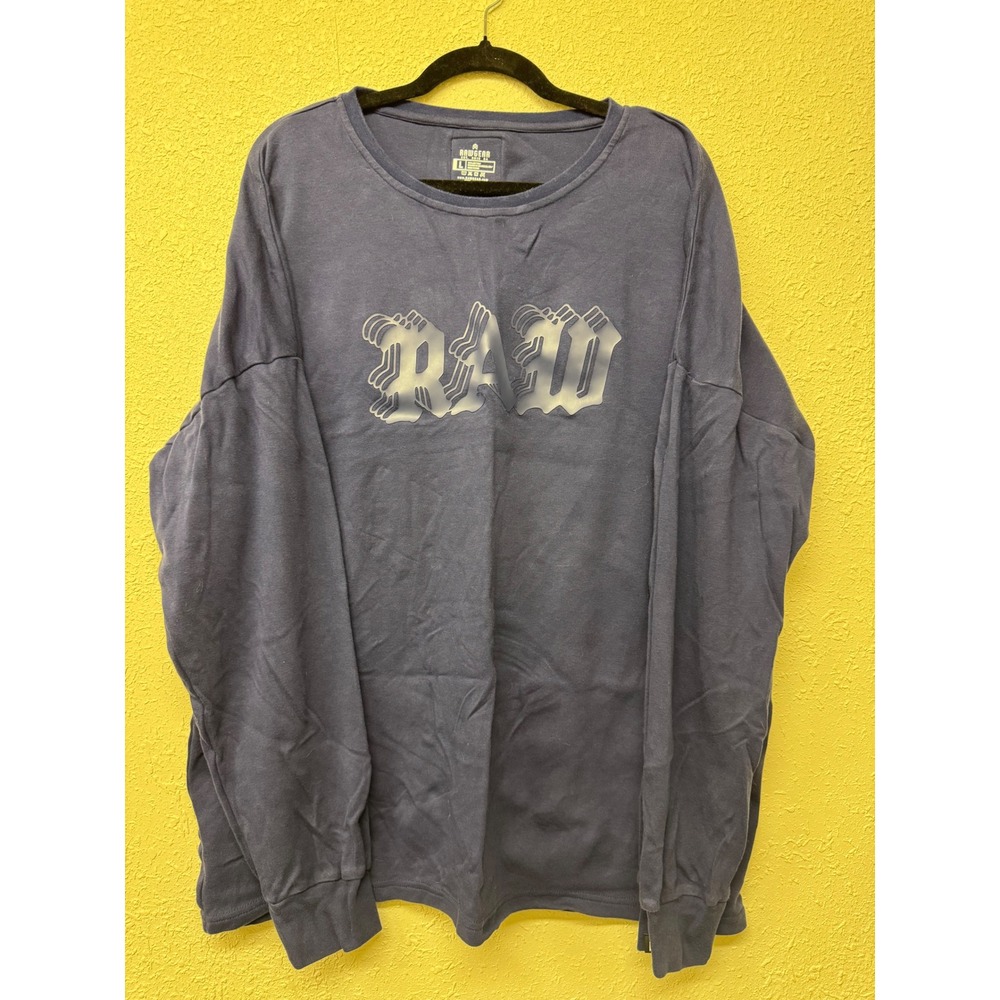 Rawgear Mens Long Sleeve Graphic T-Shirt Navy Blue Cotton RG405 Size Large